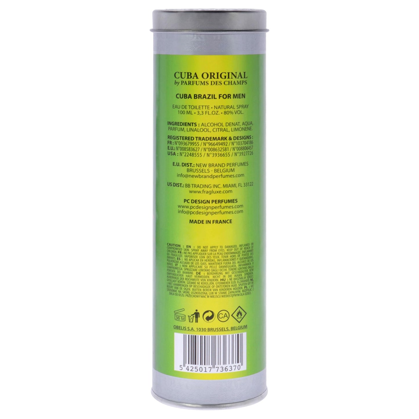 Cuba Brazil Eau De Toilette Spray for Men, 3.3 Ounce