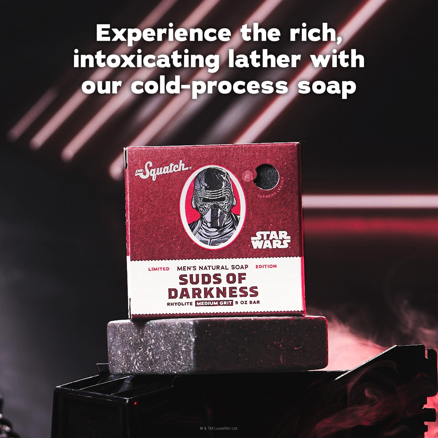 Dr. Squatch Natural Men's Bar Soap - Star Wars Inspired Gifts for Men - Natural Cold Process Soap Bar - Suds of Darkness (5 oz)