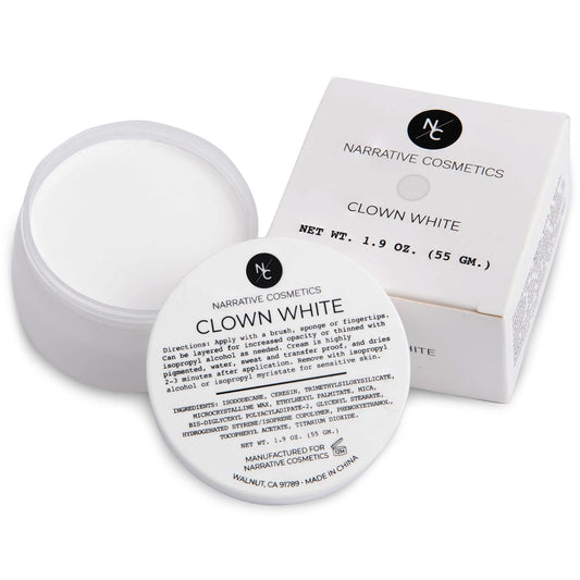 Narrative Cosmetics Clown White Cream Makeup, Quick Drying Professional Face Paint for the Stage, Film, Halloween, and Cosplay, 1.9 Oz. Beauty & Personal Care Narrative Cosmetics
