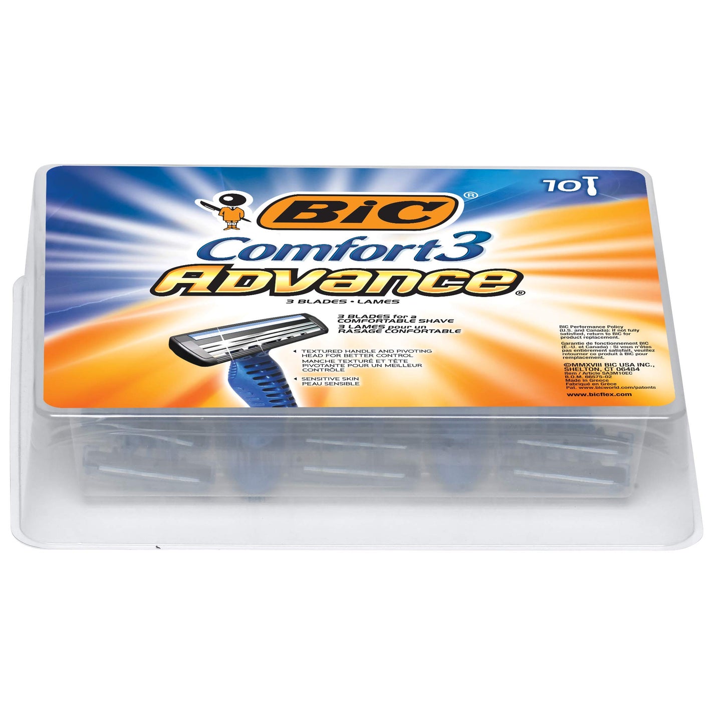 BIC Comfort 3 Advance Disposable Razor, Blue, 10 Pack Beauty and Personal Care BIC
