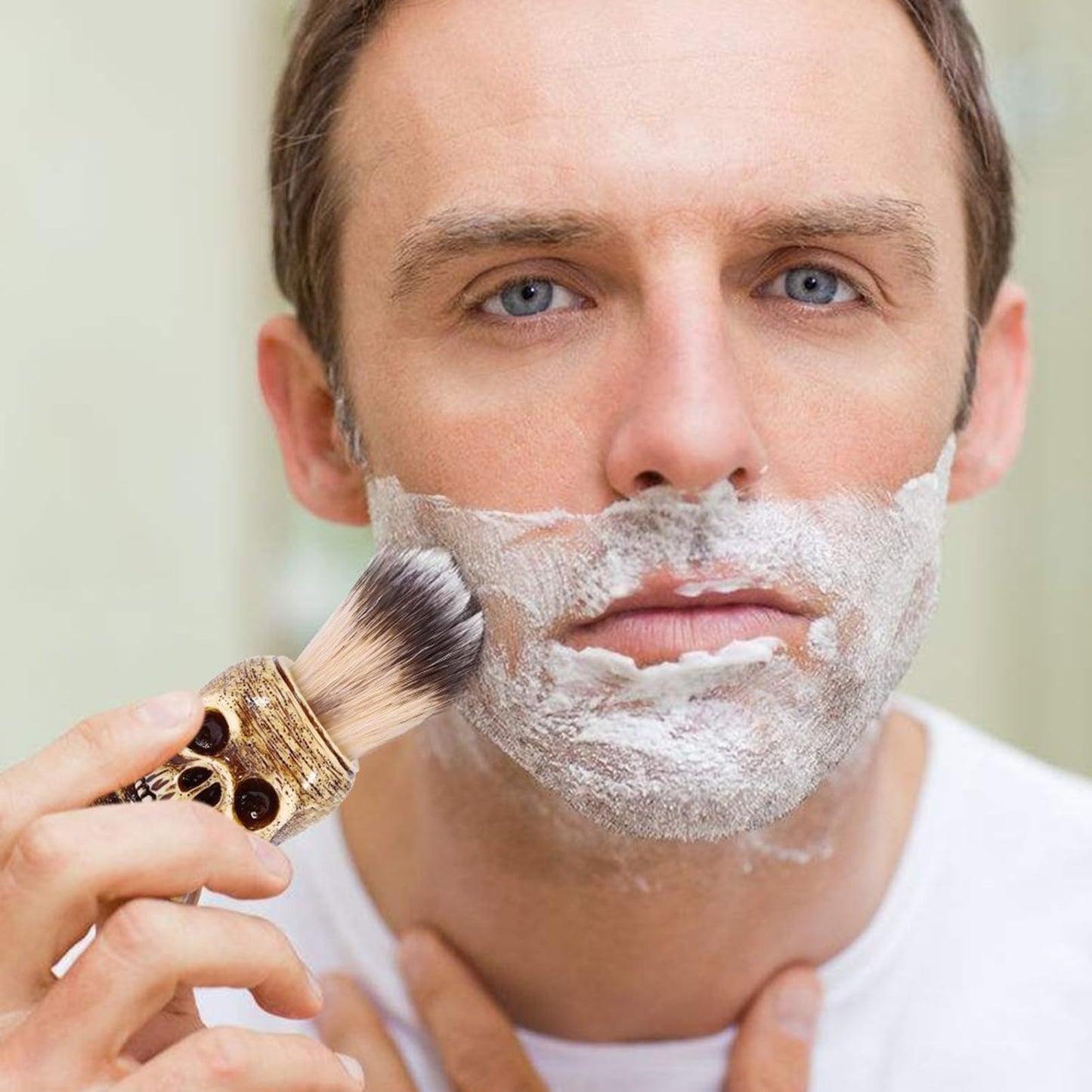 Shaving Brush, Hair Shave Brush, Skull Head Shape Mens Shaving Brush for Shaving Cream Foam or Soap Beauty and Personal Care Yosoo Health Gear