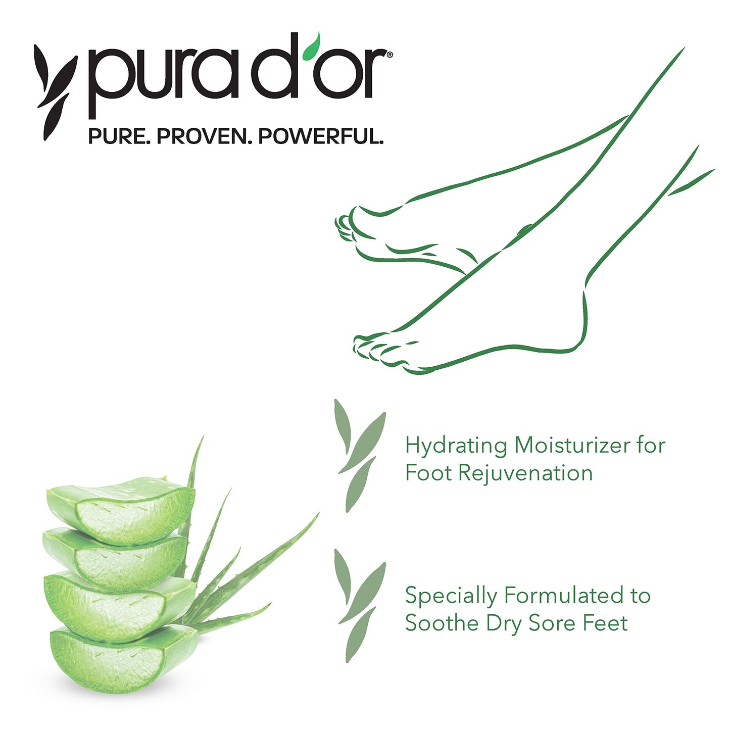 PURA D'OR 16 Oz FootFocus Organic Aloe Vera Gel For Severe Cracked Heel Repair Foot Care Products - Soothes Sore Feet Extra Strength Feet Care
