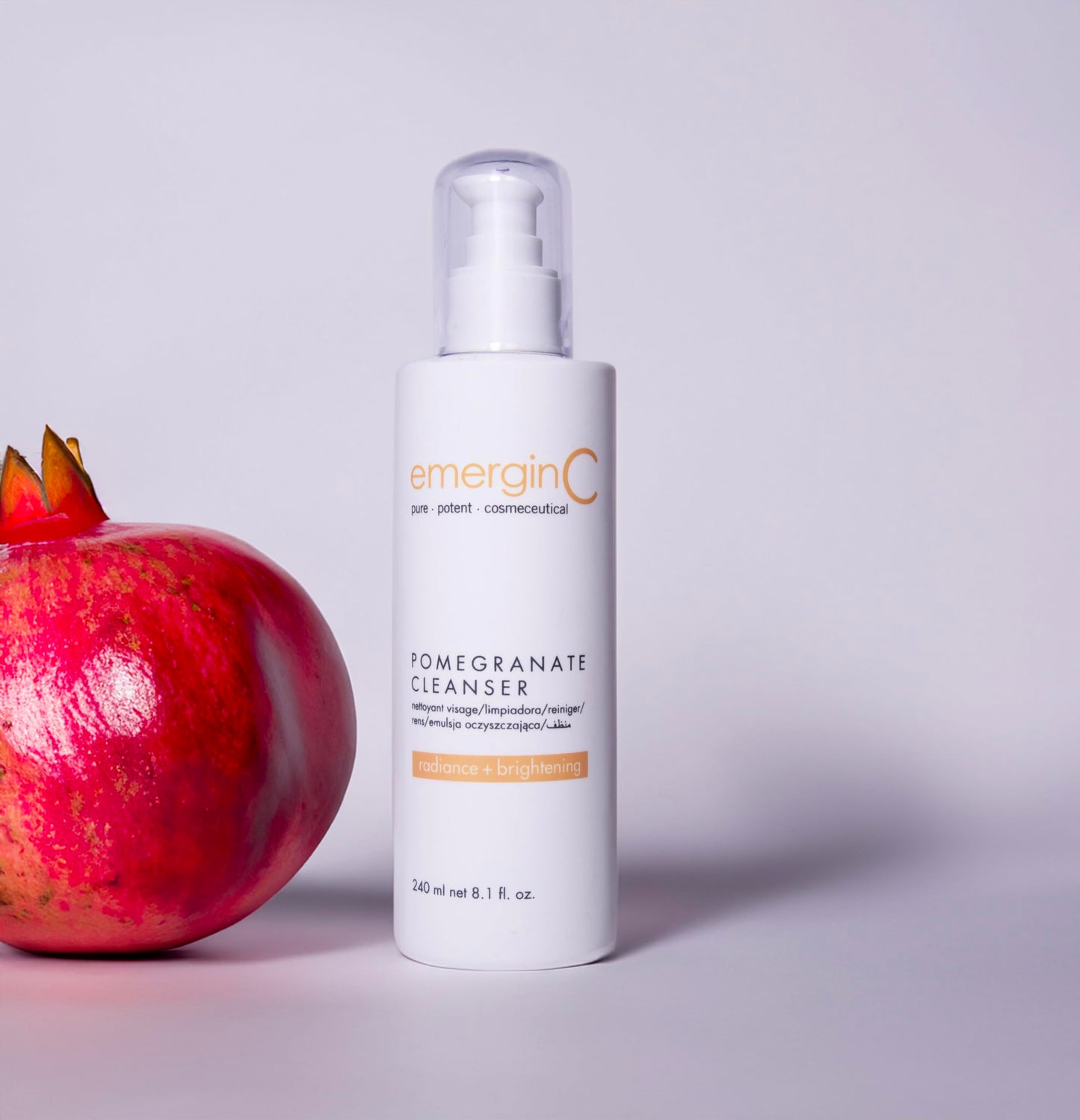emergin C Pomegranate Gel Cleanser - Hydrating Face Wash with Fruit Extracts + Green Tea - Contains Vitamins A, C + E (8.1 oz, 240 ml)