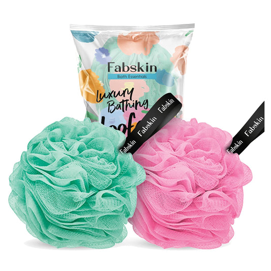 FABSKIN Luxury Bathing Round Loofah for Men and Women (Aqua and Pink) Beauty and Personal Care FABSKIN