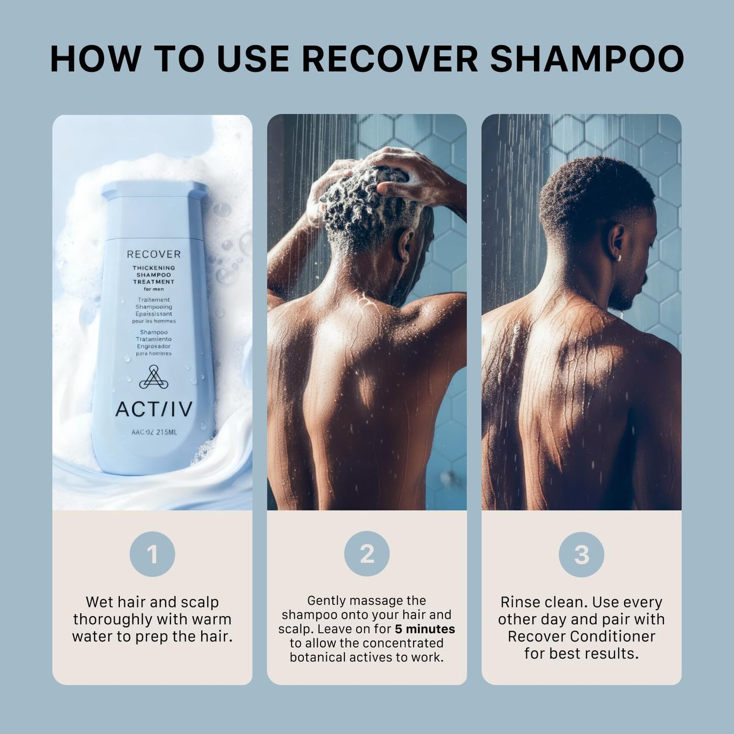 ACTIIV Recover Thickening Shampoo Treatment For Men | Supports the Appearance of Fuller, Healthier-Looking Hair, Supports Scalp Health, Plant-Based