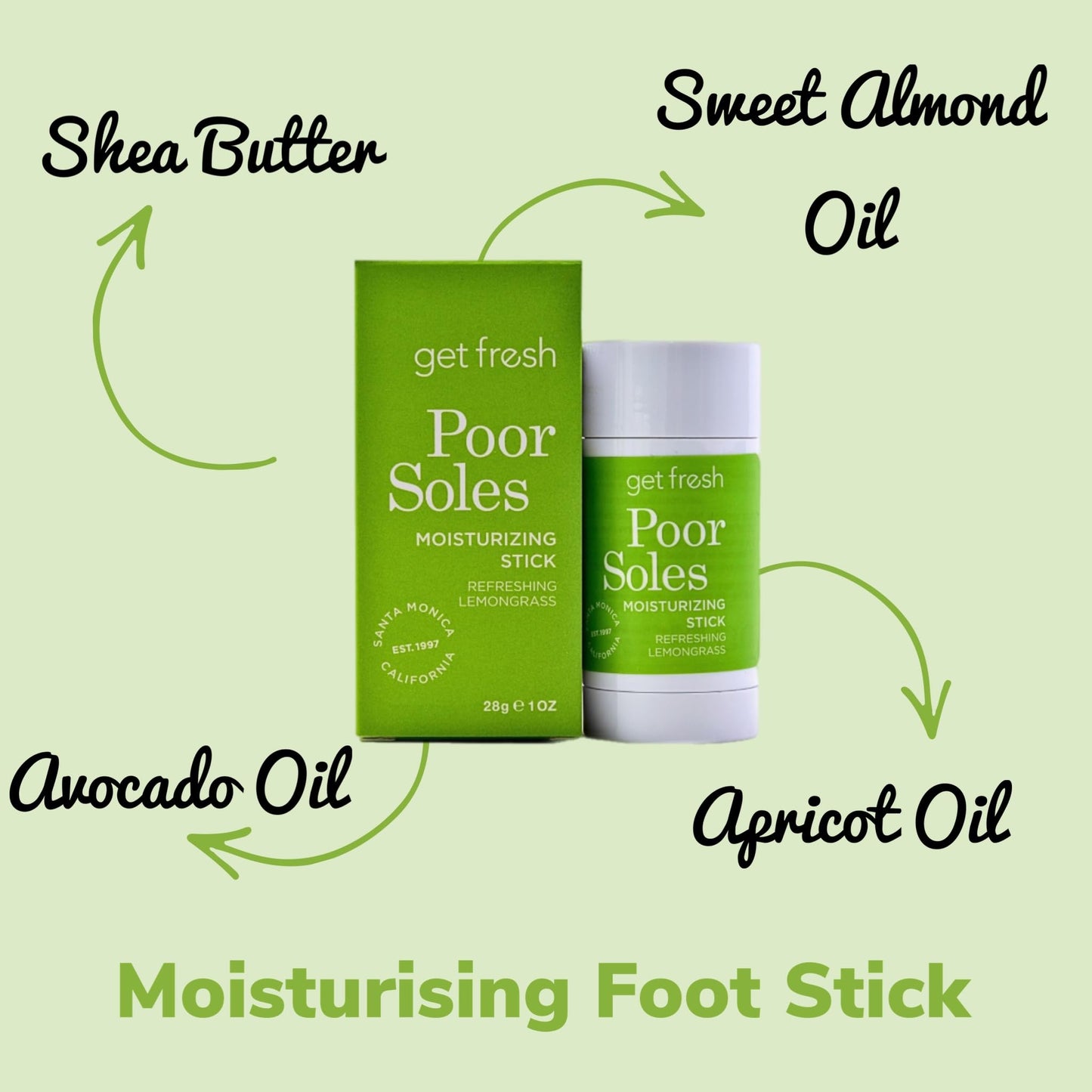 Get Fresh Poor Soles - Deeply Moisturizing Stick for Feet, Knees, and Elbows to Heal and Soften Dry Skin, with Shea Butter, Avocado Oil,