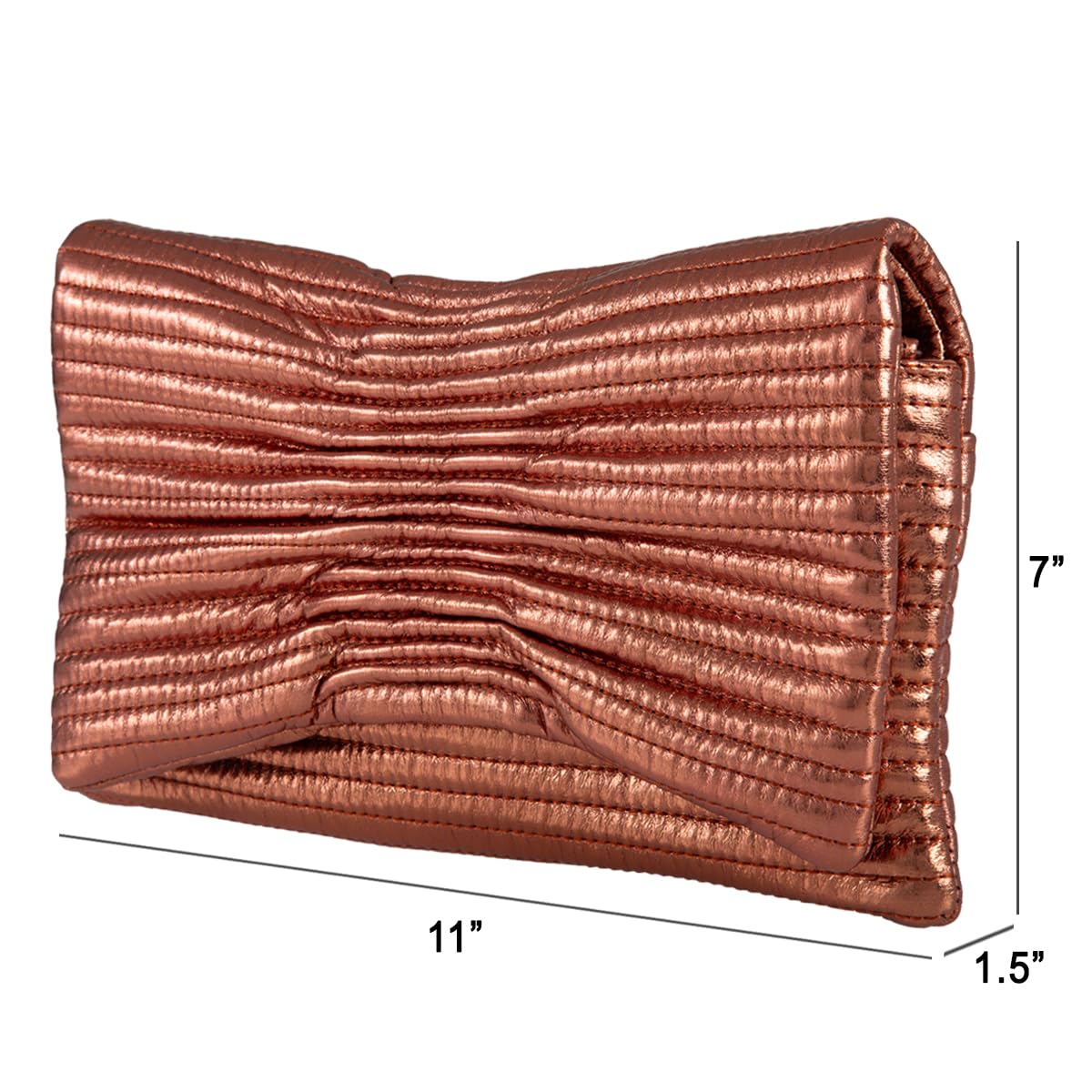 JNB Faux Leather Metallic Quilted Envelope Clutch,Bronze44