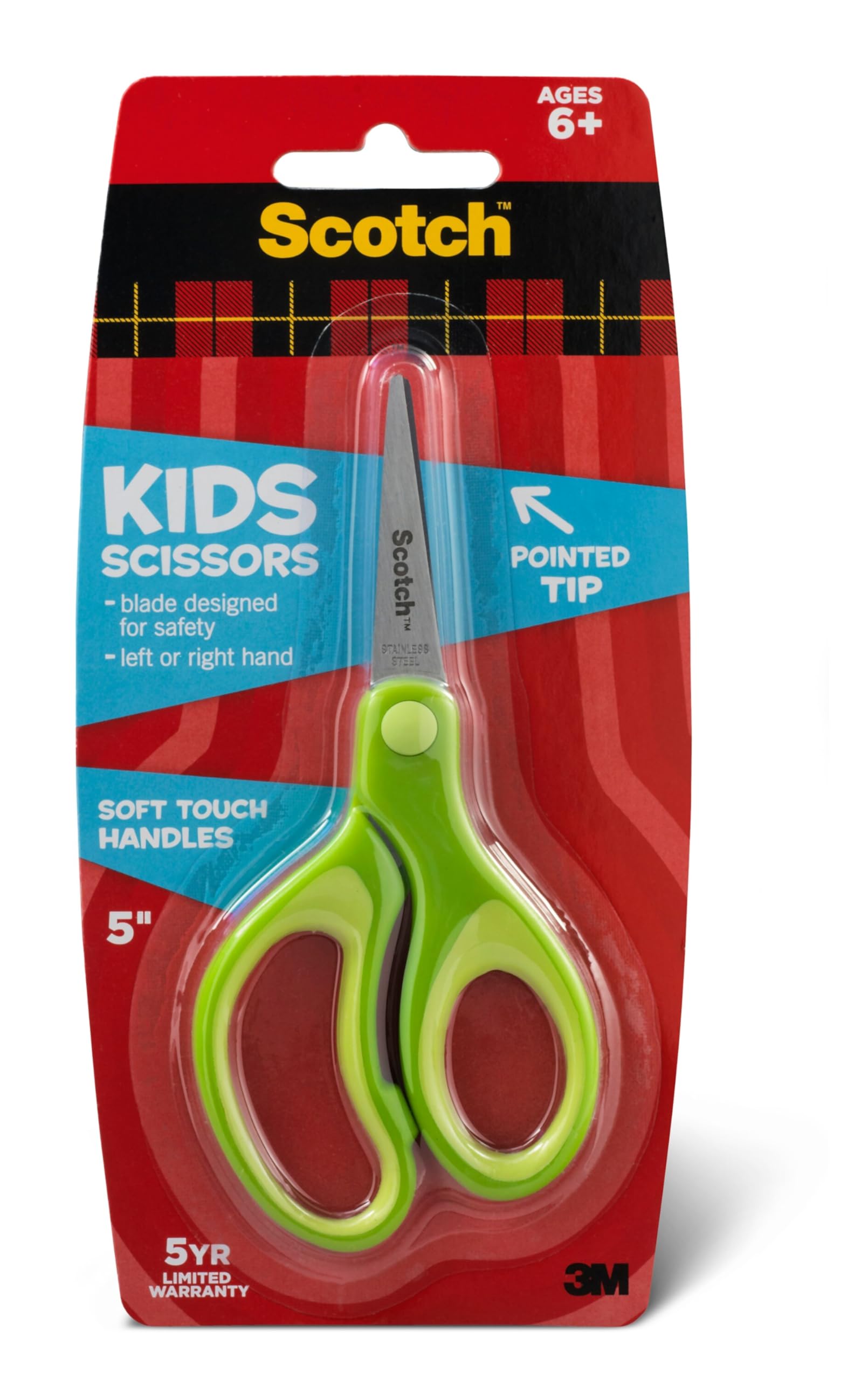 Scotch Kids Pointed Tip Scissors with Soft Touch, 5 Inches (1442P ...