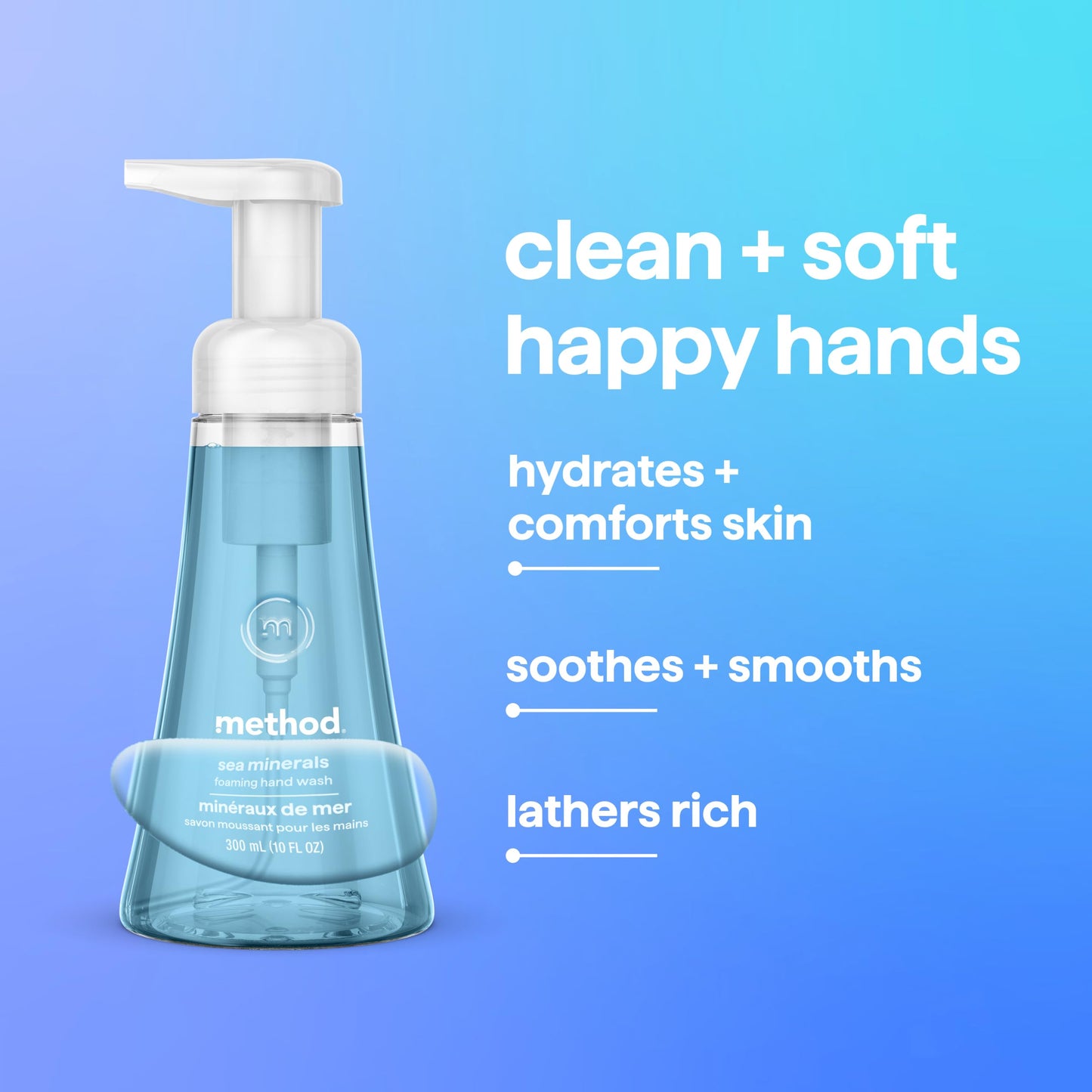 method Foaming Hand Wash, Sea Minerals - Leaves Hands Feeling Soft & Clean, for Bathroom & Kitchen, Marine & Lemon Notes, 10 fl oz, 3 pack Beauty and Personal Care Method