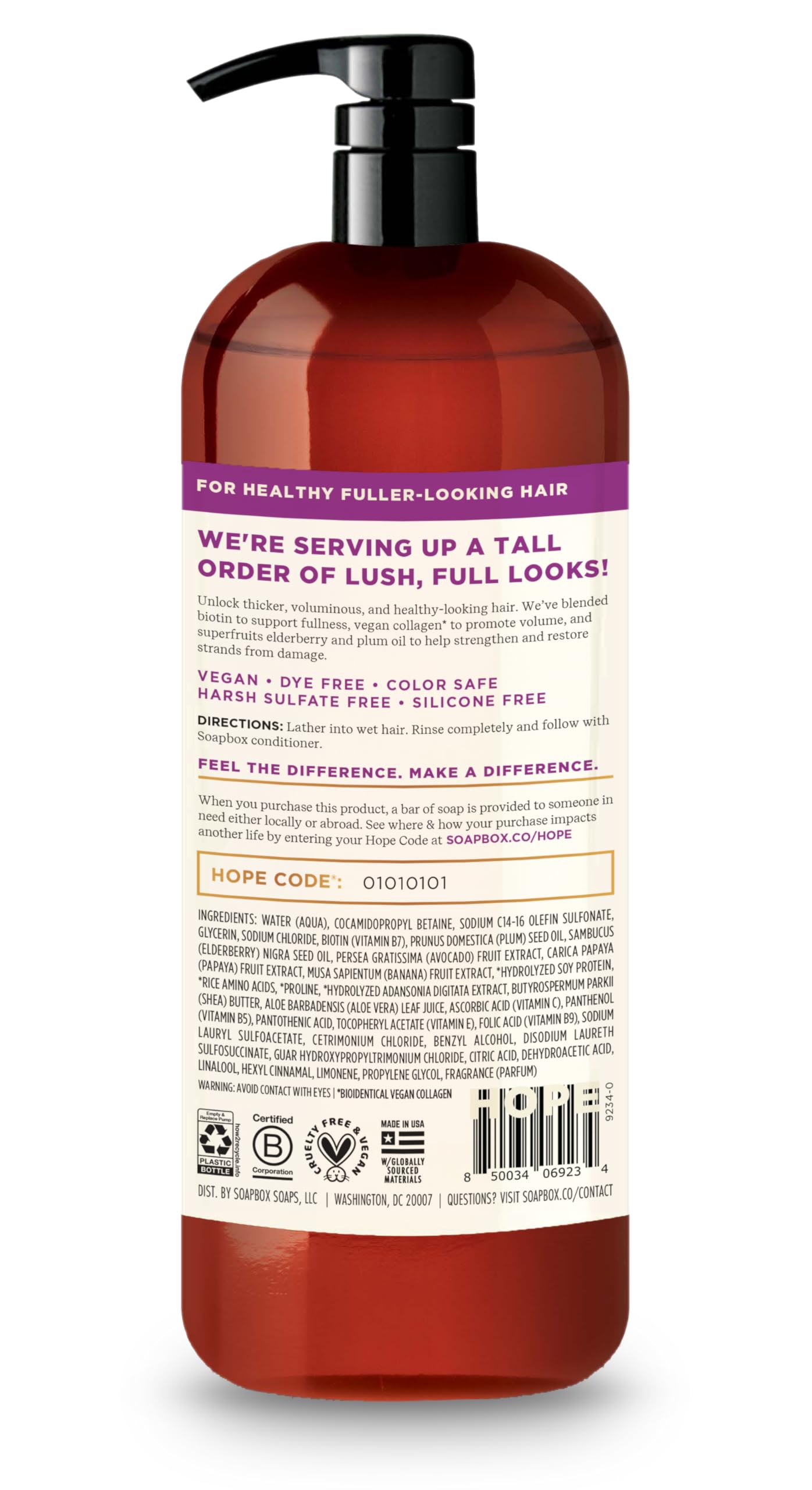 Soapbox Biotin Shampoo, Biotin & Collagen Super Fruit Shampoo for Thin, Fine, Thinning Hair | Volumizing & Repairing to Promote Hair Growth, Strength
