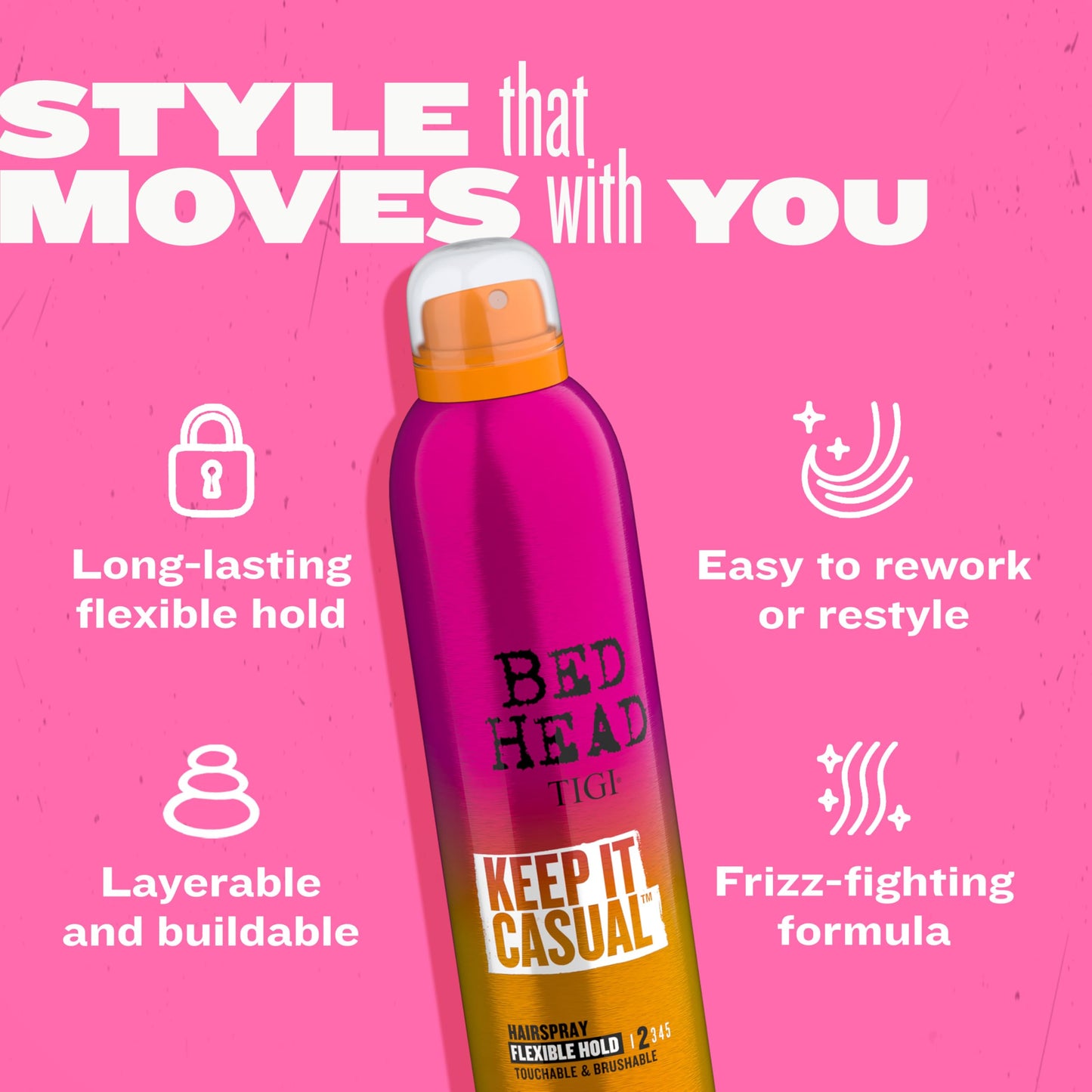 TIGI Bed Head Keep It Casual Hair Spray, Flexible Hold with Brushable Finish for Frizz and Static Control, 9.1 oz
