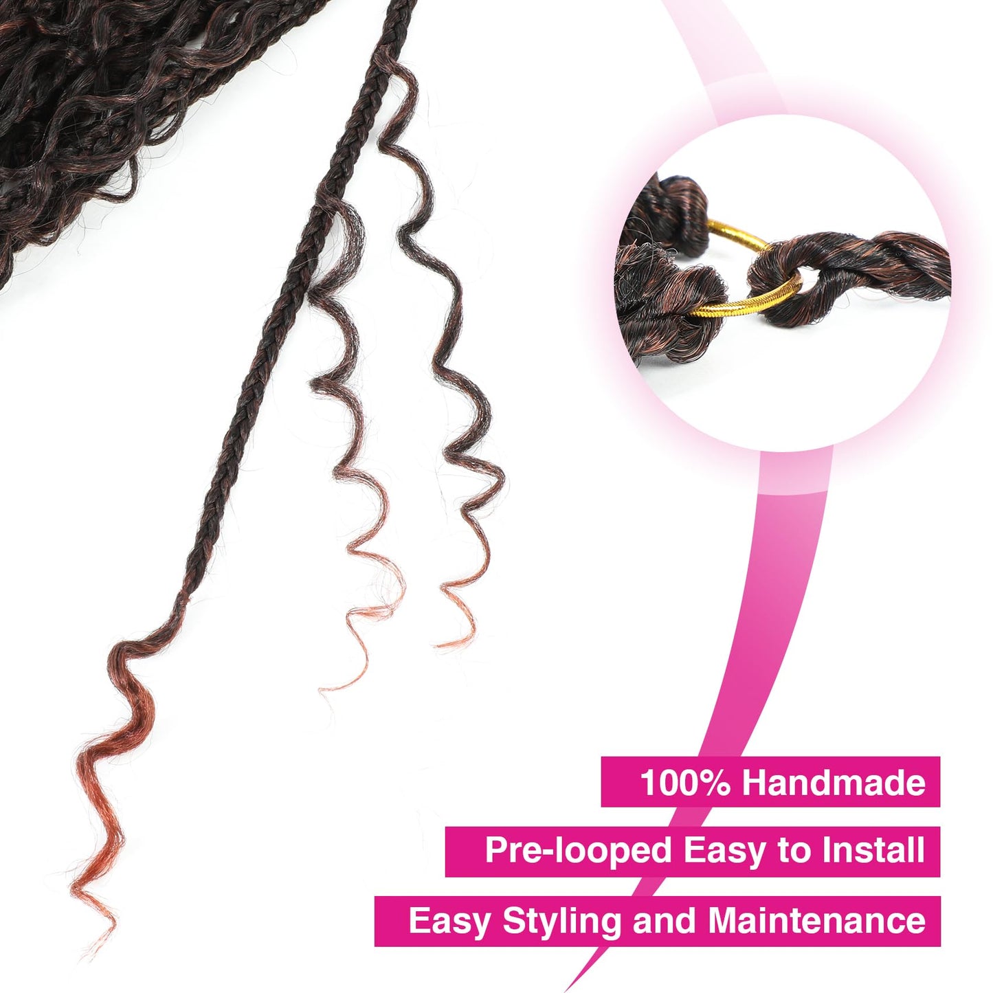 Wodun 14inch Goddess Box Braids Crochet Hair Pre Looped Box-Braids Crochet-Hair with Curly Ends For Black Women Synthetic 3X Bohemian Box Braiding