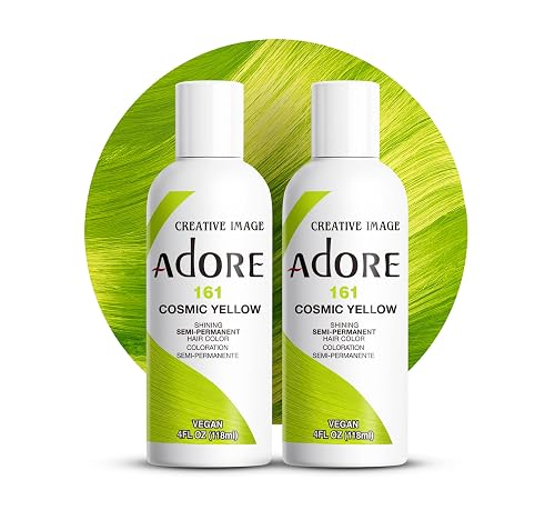 Adore Semi Permanent Hair Color (161 Cosmic Yellow) (2 Pack) | Vegan & Cruelty-Free Yellow Hair Dye | No Ammonia, No Peroxide, No Alcohol | 4 Fl Oz