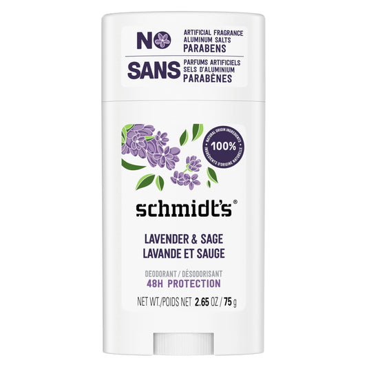 Schmidt's Aluminum-Free Vegan Deodorant Lavender & Sage with 24 Hour Odor Protection, for Women and Men, Natural Ingredients, Cruelty-Free, 2.65 oz Beauty and Personal Care Schmidt's