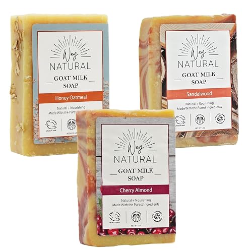 Way Natural Goat Milk Soap Bar (Variety 3 Pack) - Natural Bar Soap for Men & Women - Handmade w/Real Milk, Hands/Body - Premium, Gentle, No Dyes Beauty & Personal Care Way Natural
