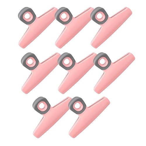 COOK WITH COLOR Food Clips - Wide Heavy Duty Chip Clips, Large Bag Clips for Food Storage with Air Tight Seal Grip, Pack of 8, Pink