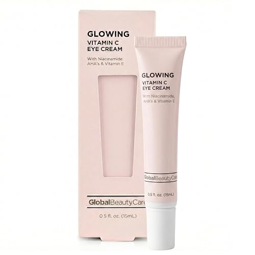 Global Beauty Care Glowing Vitamin C Eye Cream - Radiant Under Eye Treatment to Support Smooth Looking Skin with Niacinamide, AHA & Vitamin E