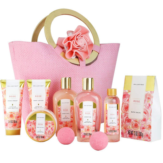 Spa Luxetique Rose 10pc Gift Baskets for Women Spa Gift Set Beauty and Personal Care spa luxetique