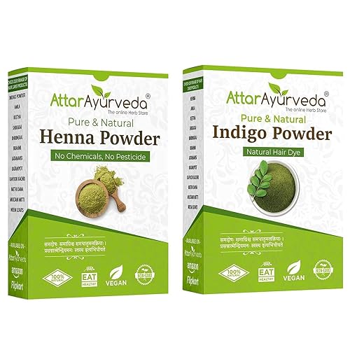 Black Hair - Henna Powder, Indigo Powder Combo Pack - 200g+200g = 400g