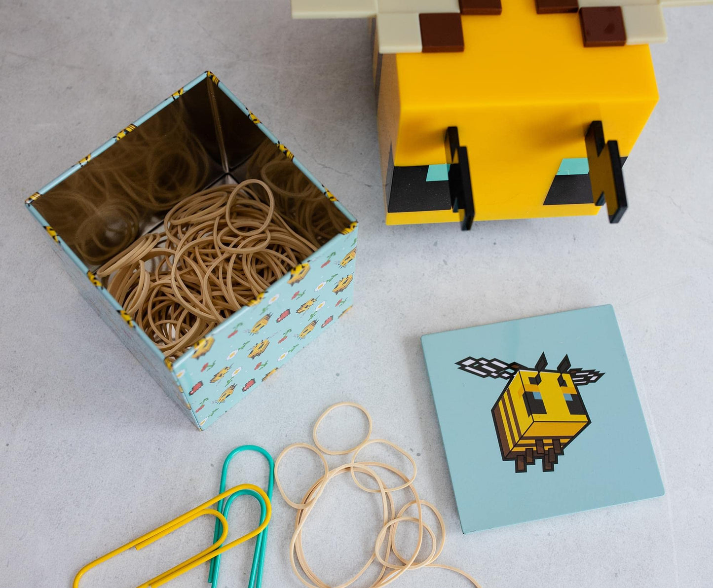 MINECRAFT Bee Pattern 4-Inch Tin Storage Box Cube Organizer with Lid | Basket Container, Cubby Cube Closet Organizer, Home Decor Playroom Accessories…