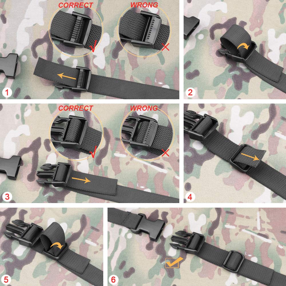 MAGARROW Packing Straps with Buckle – 4 Pack Adjustable 1-Inch Wide Belt, 40"–60" Length, Durable Luggage Straps for Travel (Black)