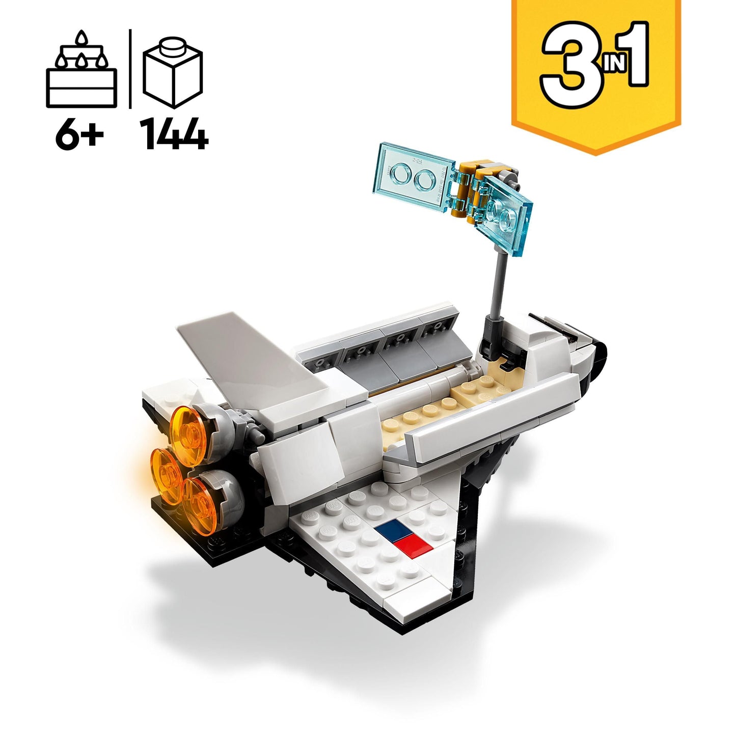 LEGO Creator 3 in 1 Space Shuttle 31134, Build Shuttle, Spaceships or Astronaut, Educational Space Toy Set for Kids Ages 6+, Birthday Gift