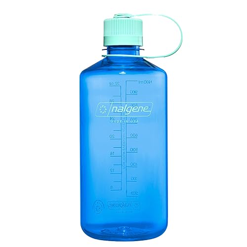 Nalgene Water Bottle - Lightweight Sustain Tritan BPA-Free Shatterproof Bottle for Backpacking, Hiking, Gym, 32 OZ, Narrow Mouth, Cornflower Blue