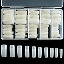 Half Cover Acrylic False Nail Tips, 500PCS Fake Nail Shape Artificial False Nails Tips 10 Sizes with Case for Nail Art Salons (Natural)