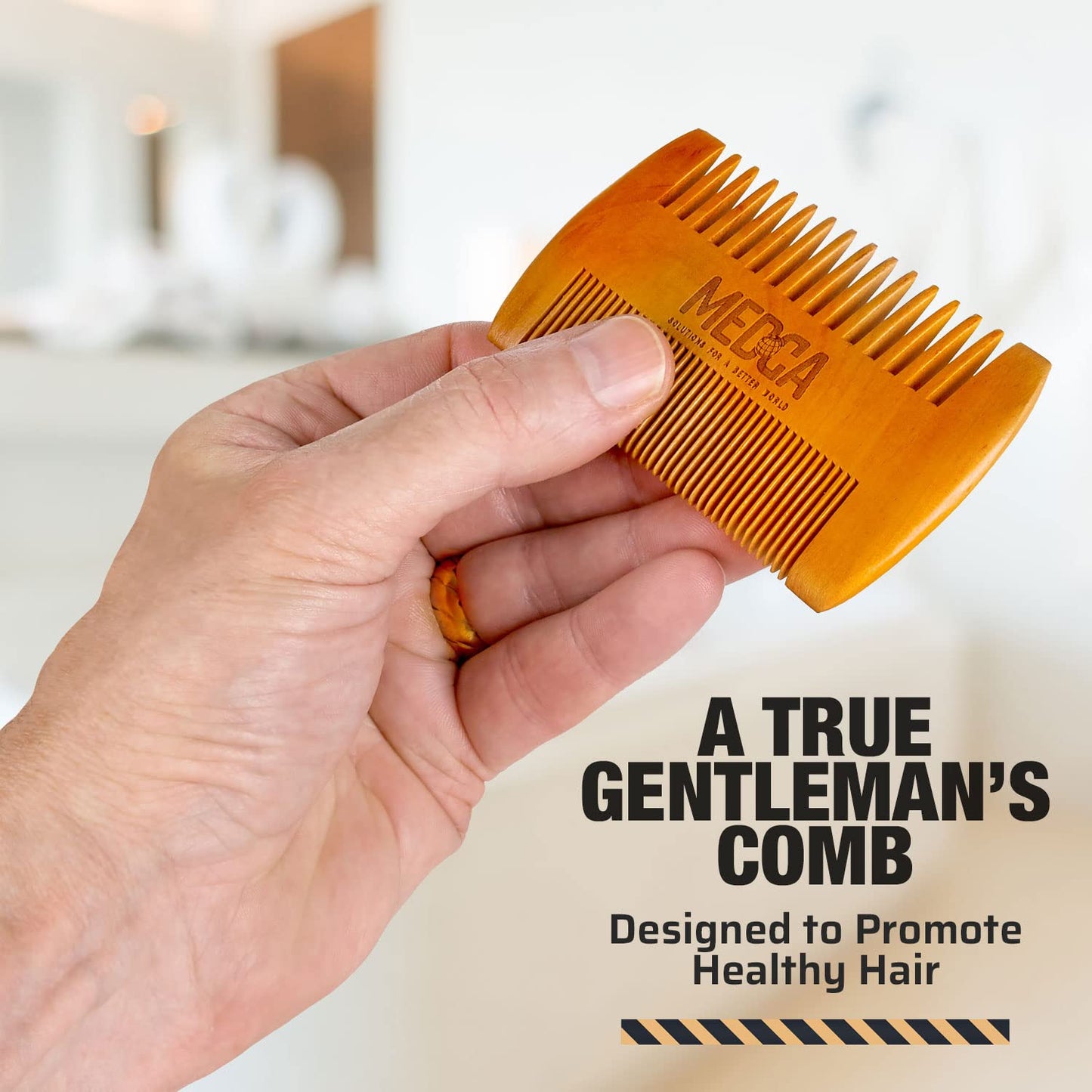 Wooden Beard and Comb Set for Men - Perfect for Beards Head Hair and Mustaches Men's Grooming Kit for Styling, Applying Beard Oils and Balms