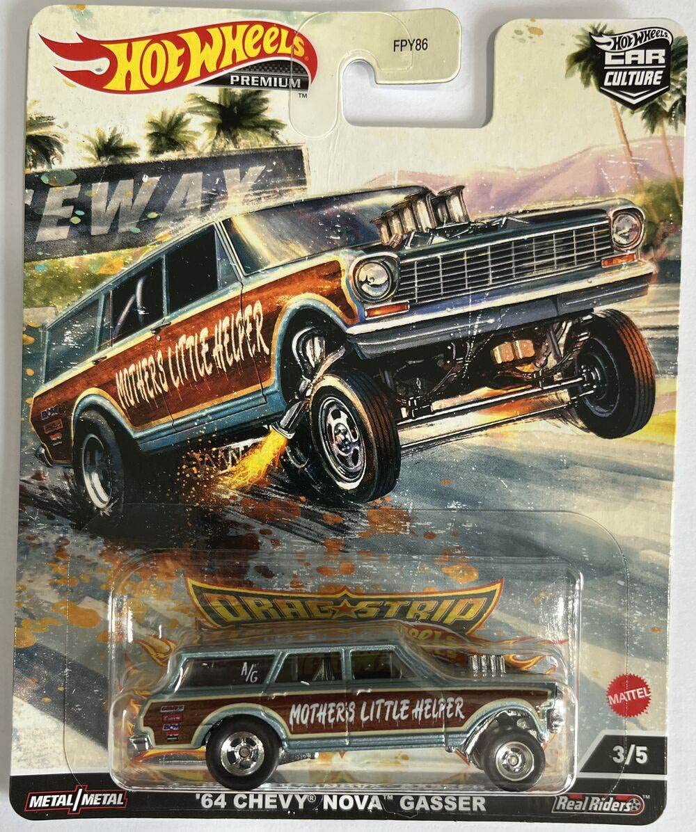 Hot Wheels Car Culture 2022 Dragstrip Demons Complete Bundle of 5 Die‑Cast Vehicles, 1:64 Scale, FPY86-957R, Ages 3+