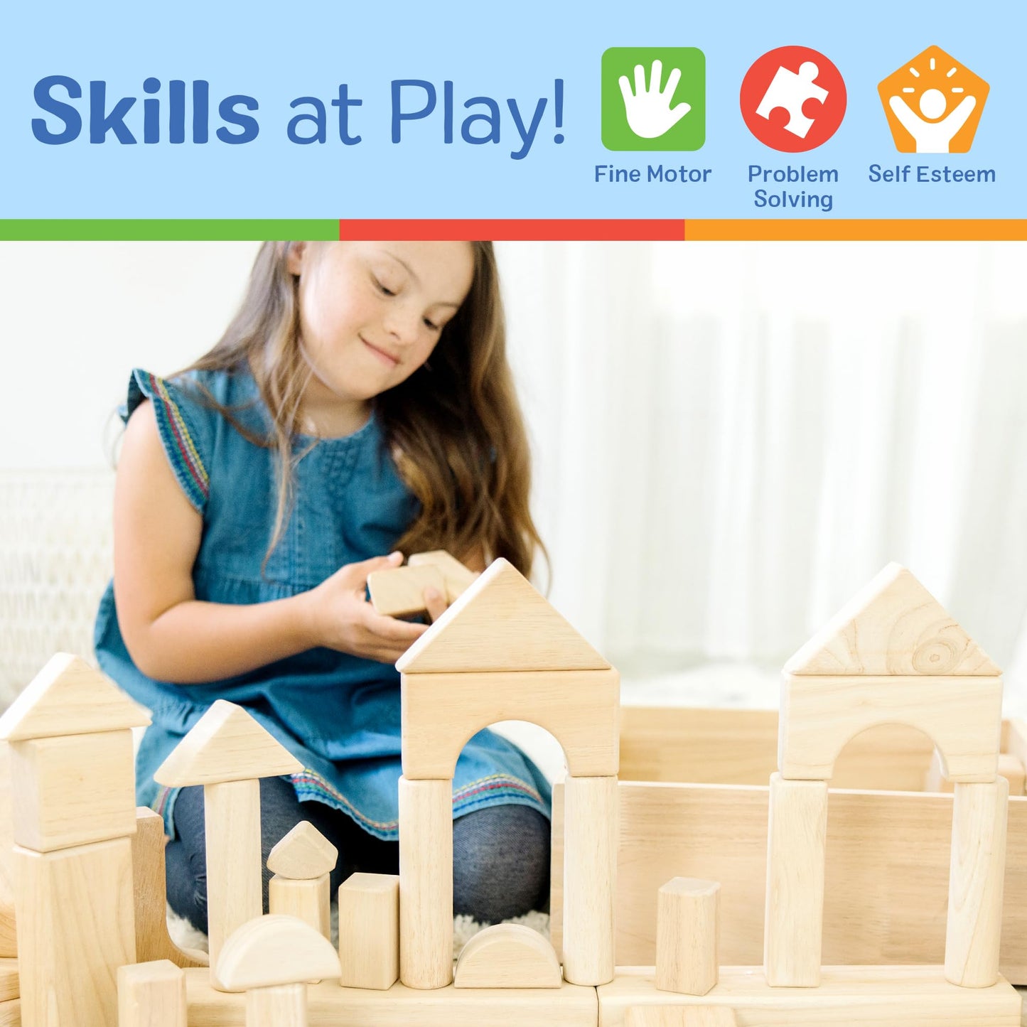 Melissa & Doug Standard Unit Solid-Wood Building Blocks With Wooden Storage Tray (60 pcs)