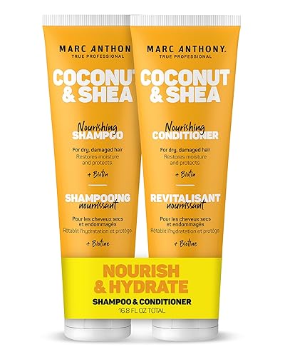 Marc Anthony Volumizing Shampoo and Conditioner Set with Coconut Oil & Shea Butter - Nourishing & Hydrating Haircare Infused with Biotin for Dry