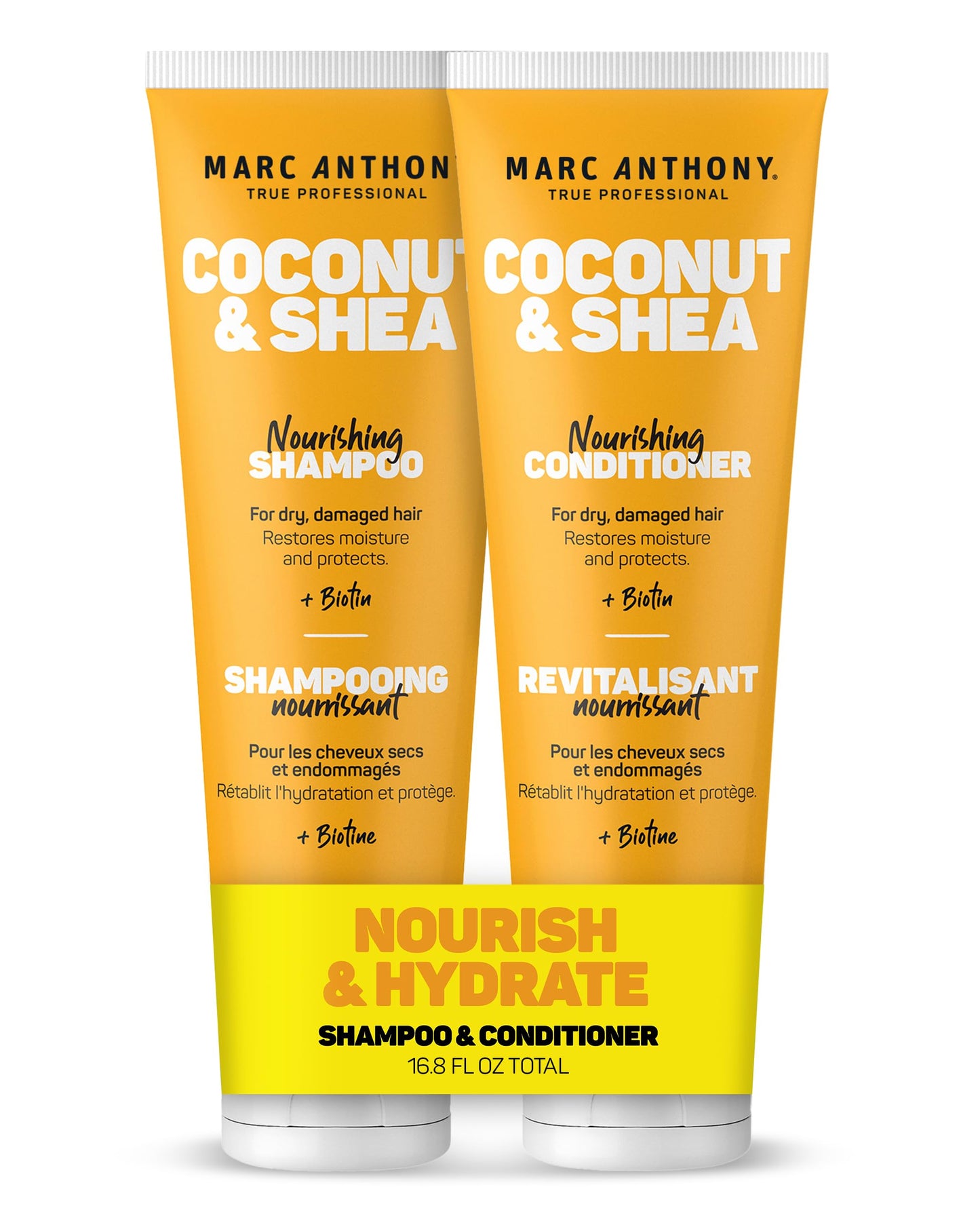 Marc Anthony Volumizing Shampoo and Conditioner Set with Coconut Oil & Shea Butter - Nourishing & Hydrating Haircare Infused with Biotin for Dry