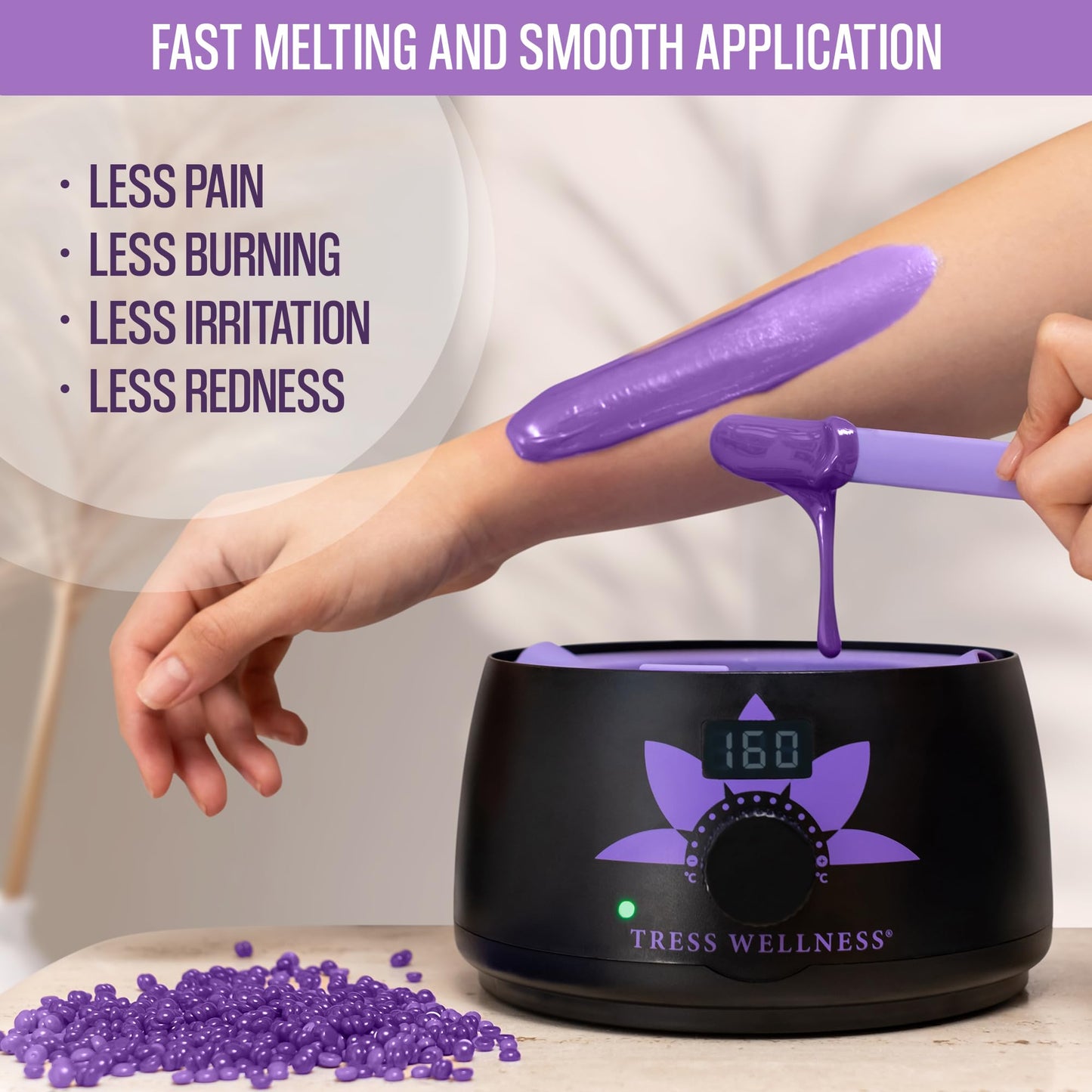 Tress Wellness Wax Beads - Safe for Skin - Dermatologically Tested - At-Home Kit for Bikini, Brazilian & Full Body - Lavender 2.4 lb Beauty and Personal Care Tress Wellness