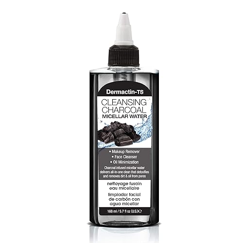 Dermactin-TS Cleansing Charcoal Micellar Water Makeup Remover - Face Cleanser and Oil Minimizer 5.7 Ounce