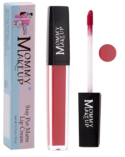 Mommy Makeup Stay Put Matte Lip Cream - Kiss-proof, Transfer-proof, Waterproof, Long Lasting Lipstick - Non-Drying Formula Infused with Vitamin E