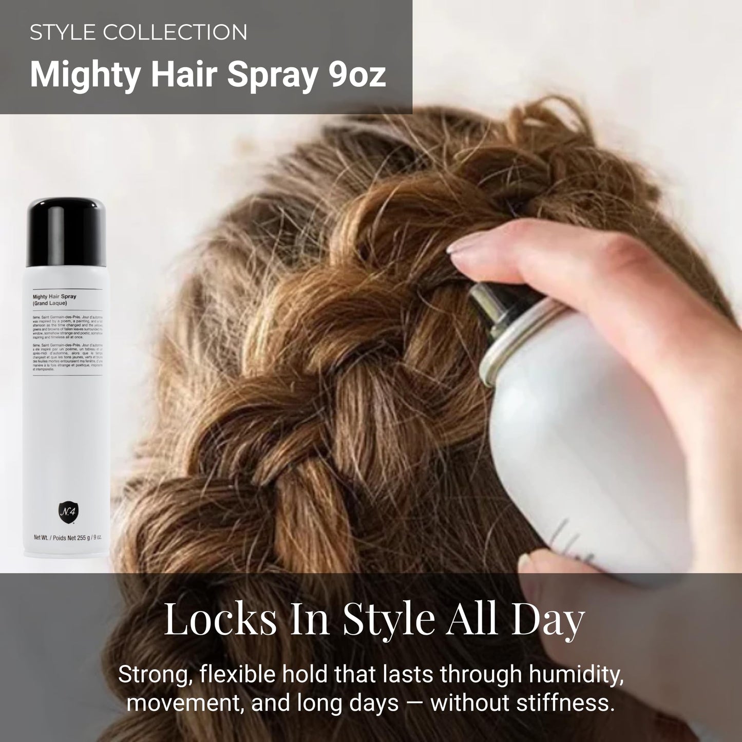 Number 4 Mighty Hair Spray. Hair Spray for Women and Men. Flexible & Weightless Formula. Non-Flaking, Brushable, 9 oz