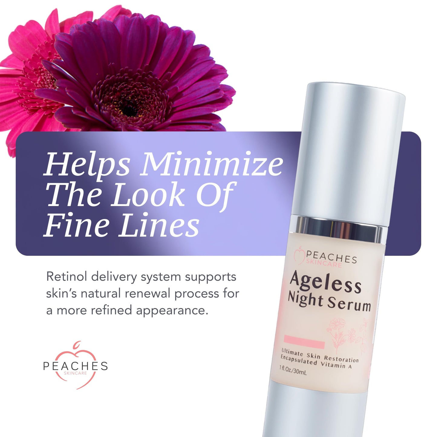 Retinol Serum for Face - Vitamin A Concentrate to Support Radiant, Even-Looking Skin - Plant-Based Facial Formula - Ageless Night Serum (1 oz)