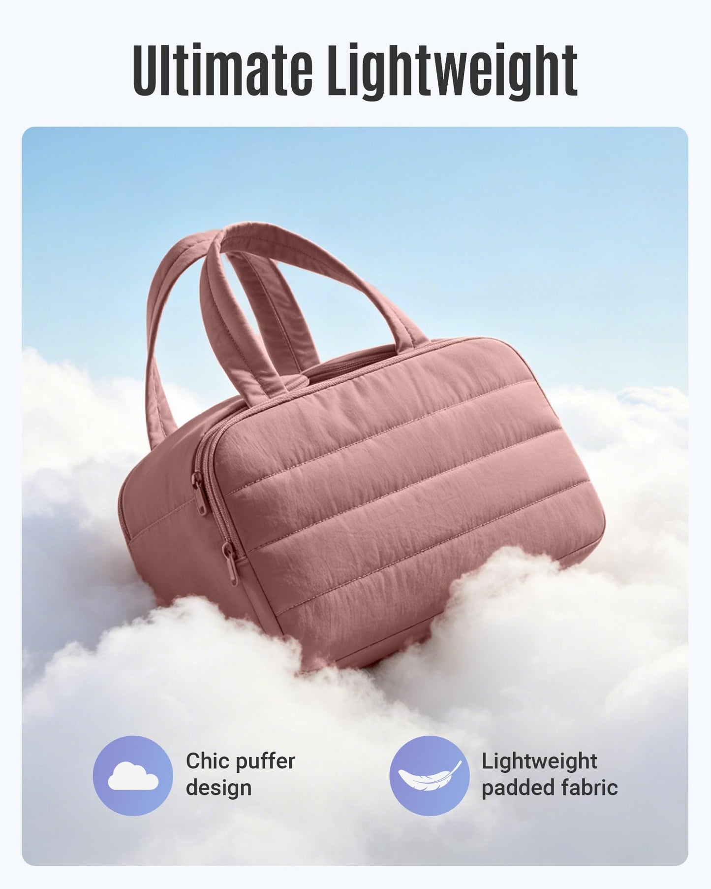 LIGHT FLIGHT Travel Toiletry Bag, Quilted Travel Makeup Cosmetic Bag Organizer, Toiletry Bags for Traveling Women, Make up Bag with Handle, Dark Pink Beauty and Personal Care LIGHT FLIGHT