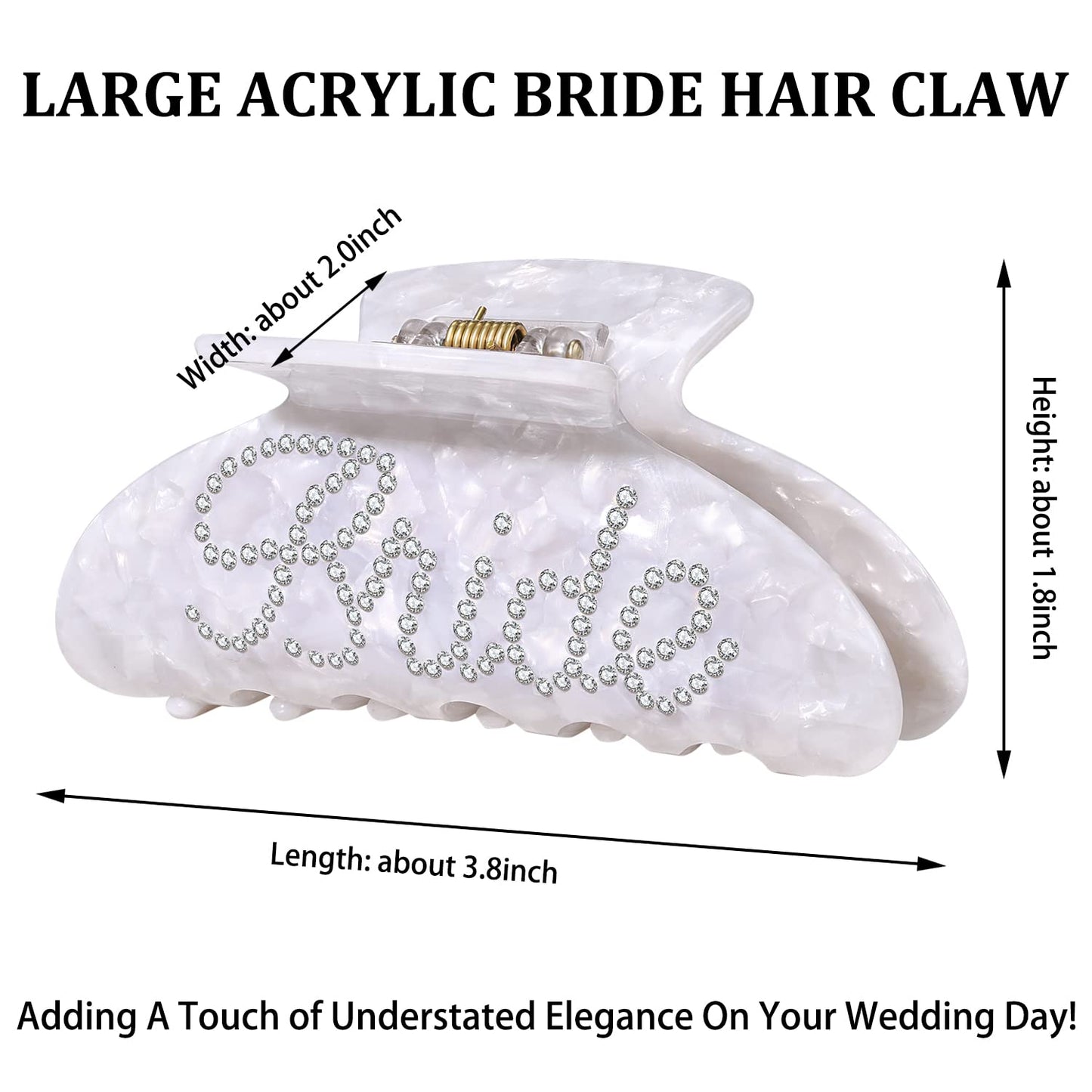 Bride Hair Claw Clip, Wedding Gifts, White Acrylic Hair Clip, Rhinestone Bachelorette Party Favors, Wedding Bridal Shower Hair Accessory Gift