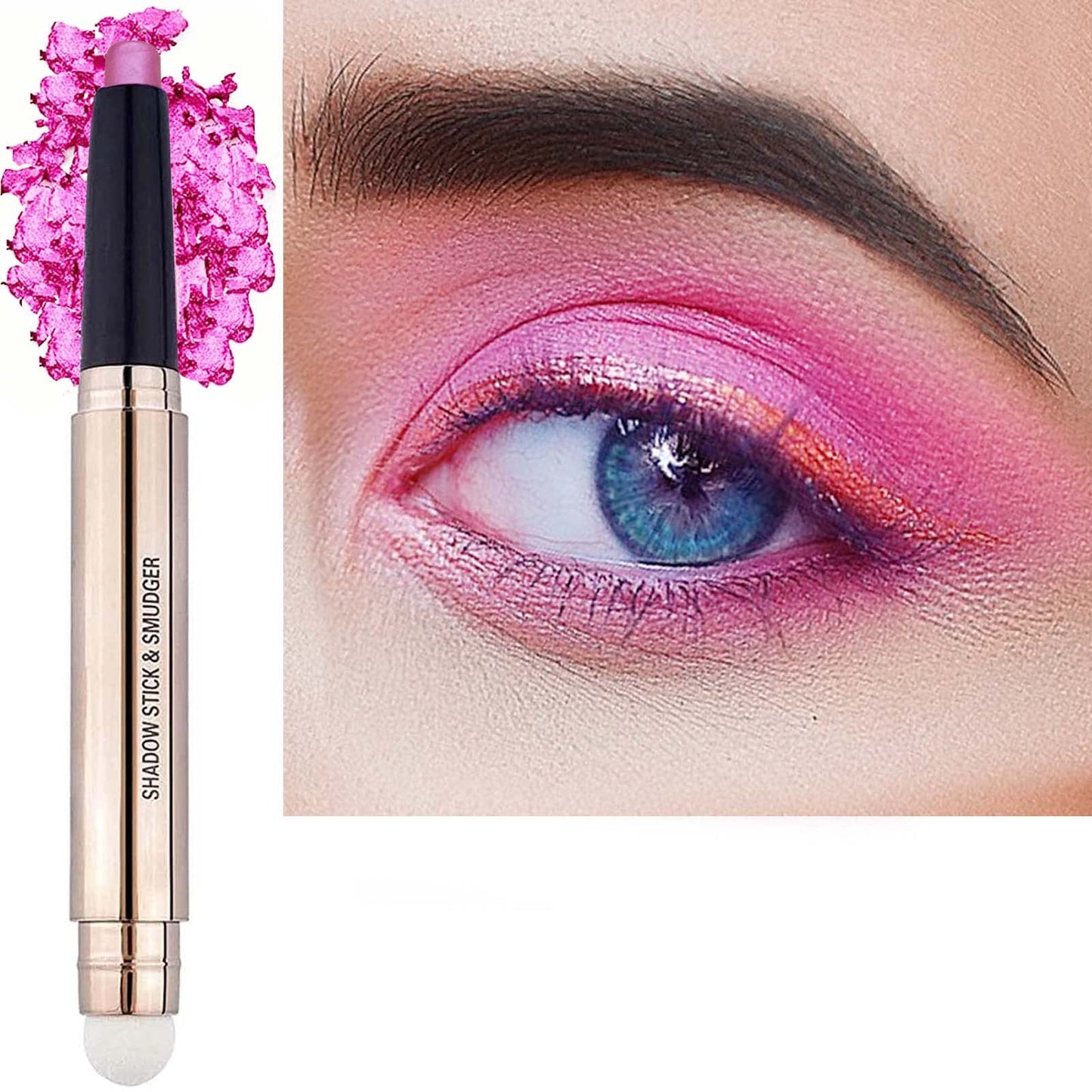 Daeuwiutr Pink Eyeshadow Stick, Cream Smooth Shimmer hot pink light palette Eye shadow Pencil Hypoallergenic Waterproof Long Lasting Eye shadow