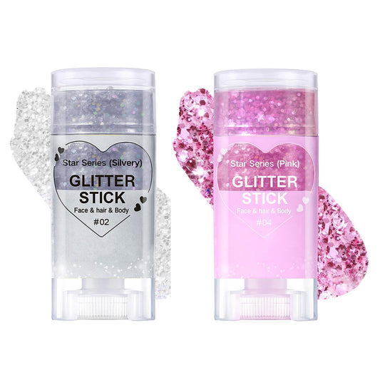 Body Glitter Stick,Mardi Gras Accessories,Sparkling Face Hair Glitter,Mermaid Sequins Chunky Glitter Face Paint,Singer Concert Outfit Festival Rave