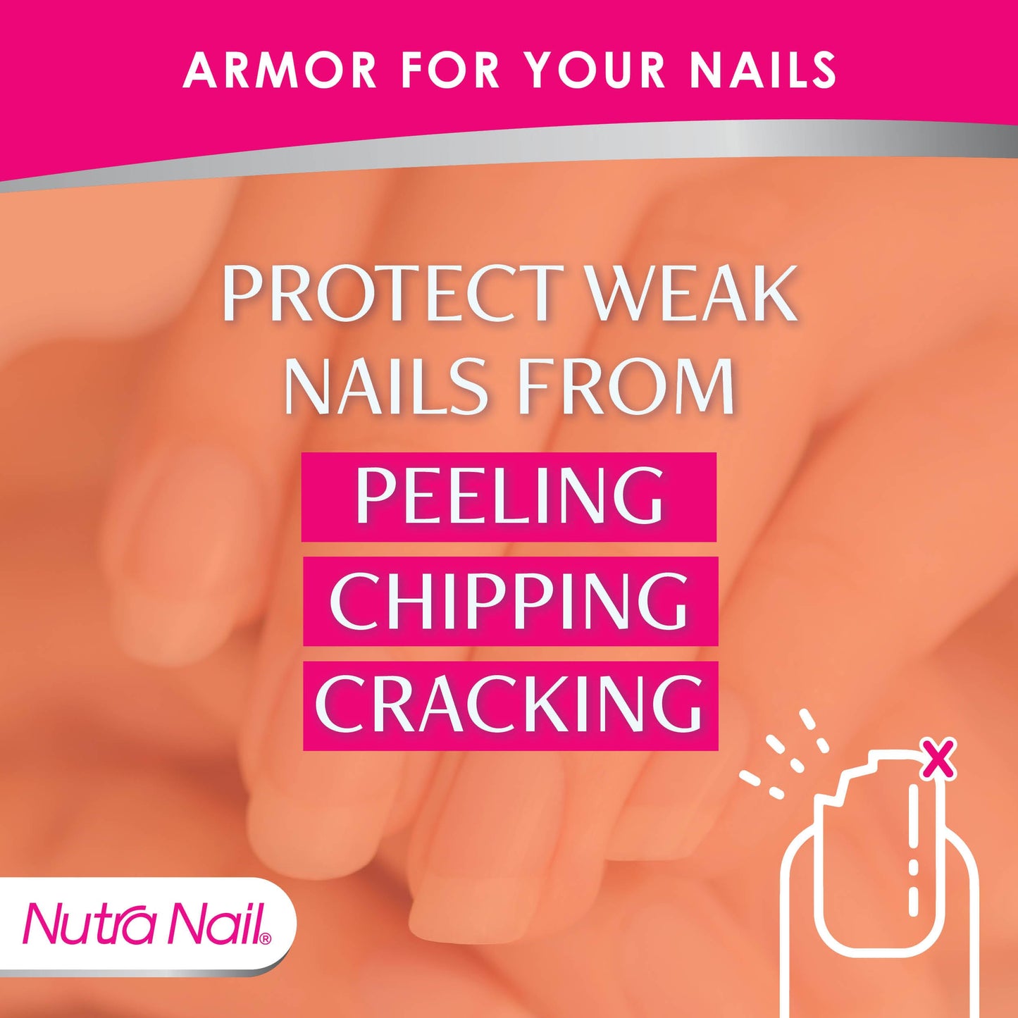 Nutra Nail Invisible Flex Hardener - Instant Protective & Restorative Clear Gel Top Coat Shield for Brittle, Damaged Nails - 0.5 Fl Oz