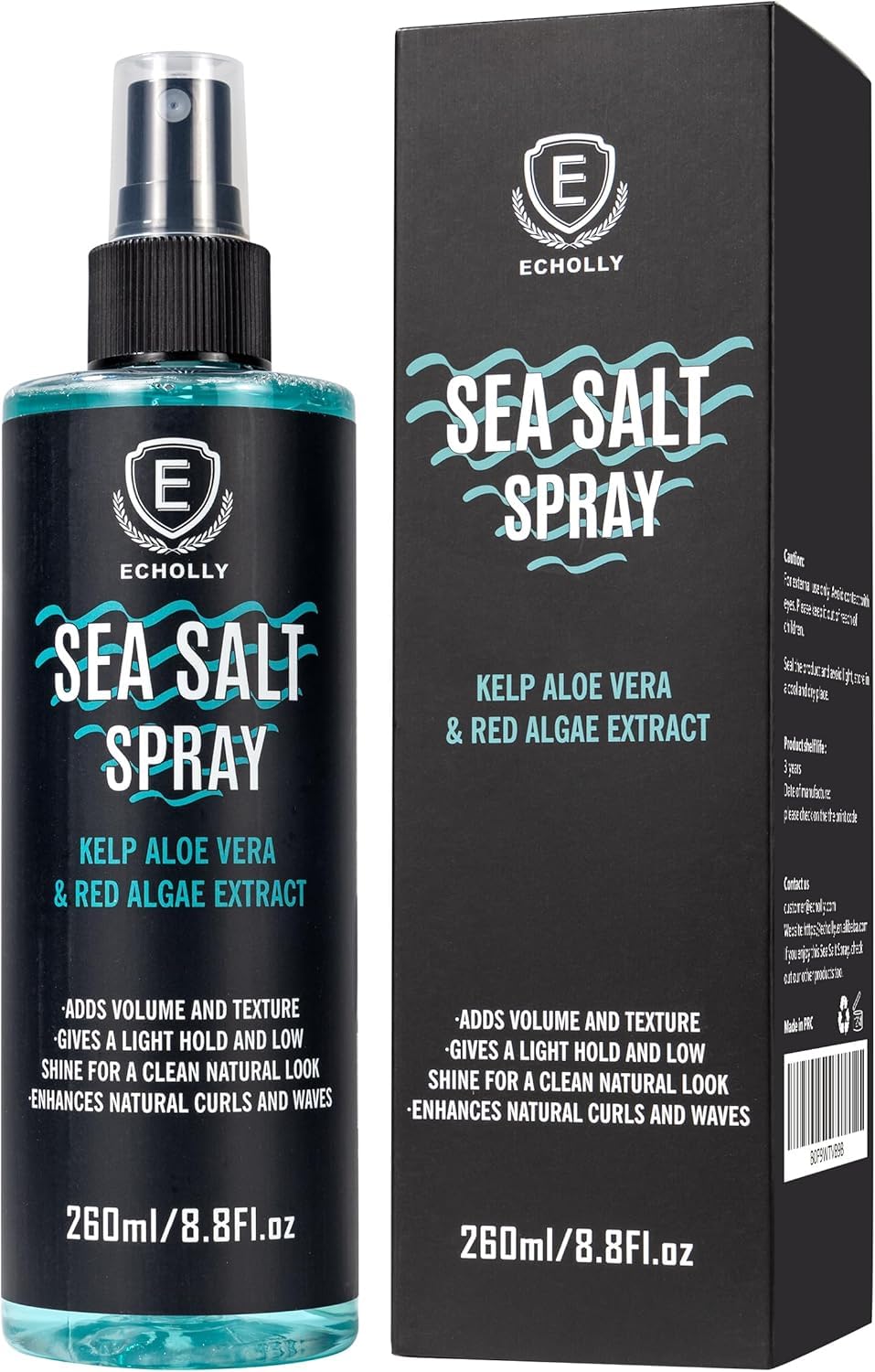 ECHOLLY Sea Salt Spray for Men & Women-Volumizing & Textuirzing With Kelp,Aloe Vera & Red Algae Extract-Matte Finish Lightweight for Natural Beach
