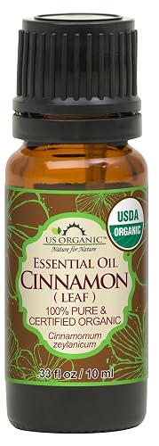 US Organic 100% Pure Cinnamon Leaf Essential Oil - USDA Certified Organic, Steam Distilled - W/Euro Dropper (More Size Variations Available) (10 ml