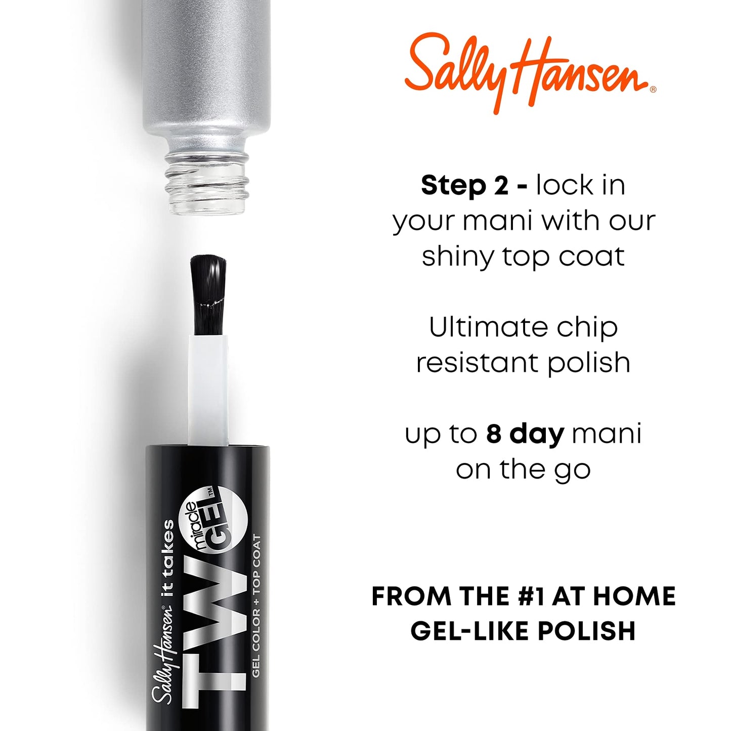 Sally Hansen It Takes Two Miracle Gel™, Get Mod, Long Lasting, Gel-Like Formula, No UV Lamp Needed, White Nail Polish Beauty & Personal Care Sally Hansen