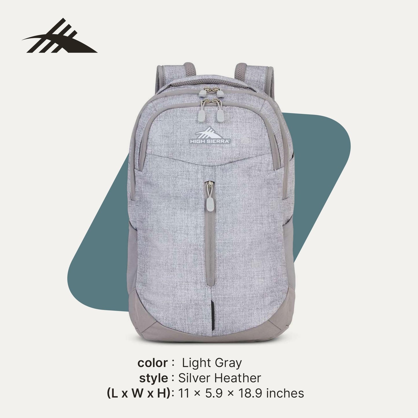 High Sierra Swerve Pro Adjustable Travel or Work Laptop Bookbag Backpack with Laptop Hammock and Water Bottle Compartments, Silver Heather