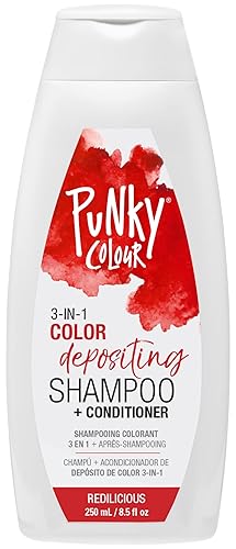 Punky Colour 3-in-1 Color Depositing Conditioner & Hair Cleanser - Redilicious, Semi Permanent Hair Color Conditioner, Cruelty-Free Hair-Dye, 8.5 fl