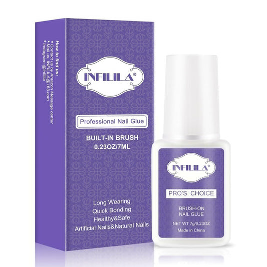 NXJ INFILILA Nail Glue, Professional Brush On Nail Glue, Nail Glue for Acylic Nails, Nail Glue for Press On Nails Fasle Nails Fake Nails Tips Glue