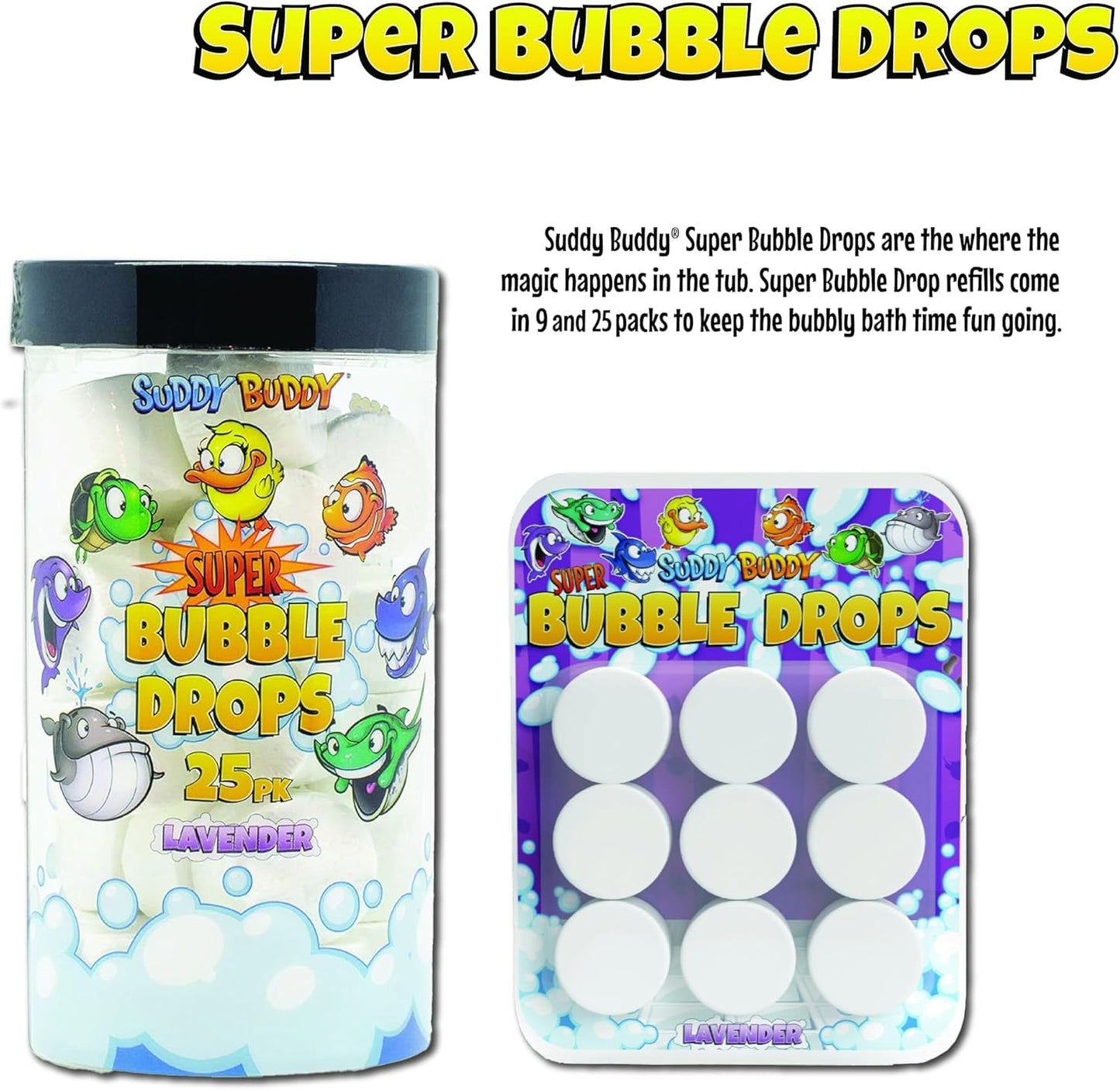Suddy Buddy® Super Bubble Drop Refills - Fun & Easy Bath Bubbler for Kids Bubble Bath Toys 3+ - Non-Toxic, Hypoallergenic - 25 Count, Long-Lasting Fun Beauty and Personal Care Suddy Buddy